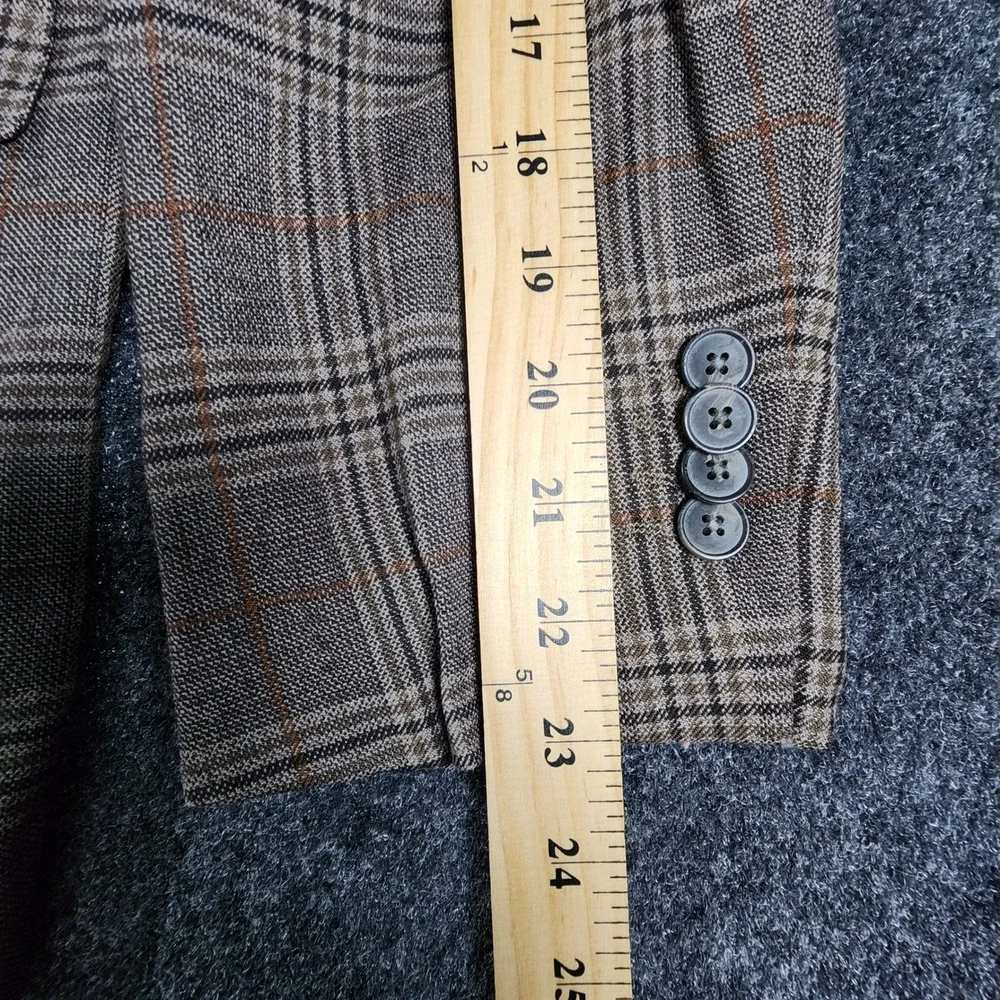 Joseph Abboud Sport Coat Mens 46R Brown Glen Plaid 2-Button Blazer Jacket